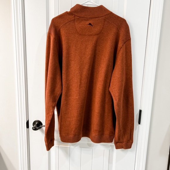 Tommy Bahama Flip Side Orange Burgundy Reversible 1/4 Zip Long Sleeve Sweater - Picture 4 of 11